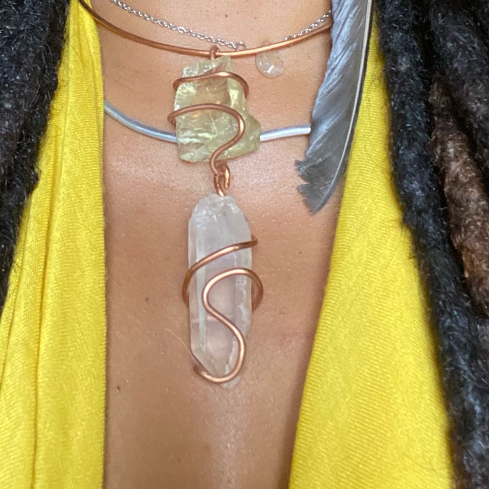 Raw Citrine & Quartz Copper Choker